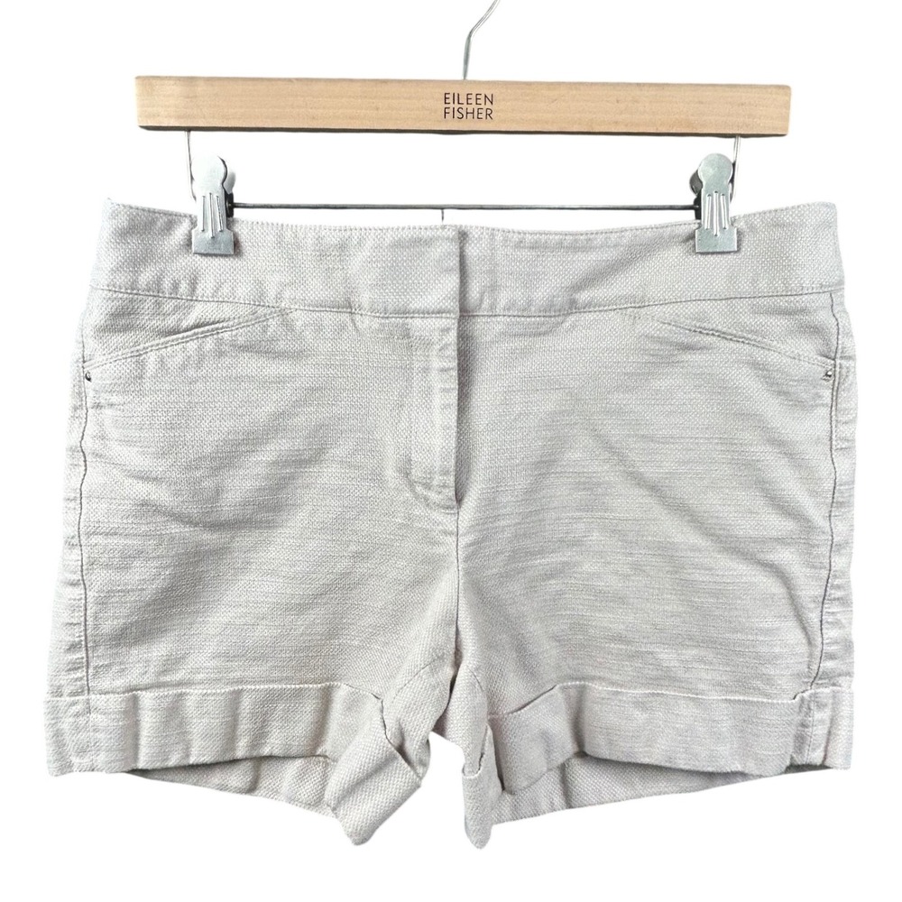 White House Black Market Beige Textured Cuffed Shorts Womens Size 10 Tailored